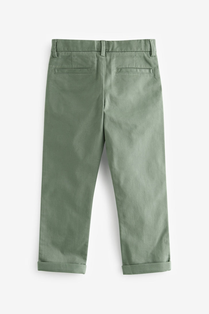 Boys Stretch Chino Trousers Mineral green