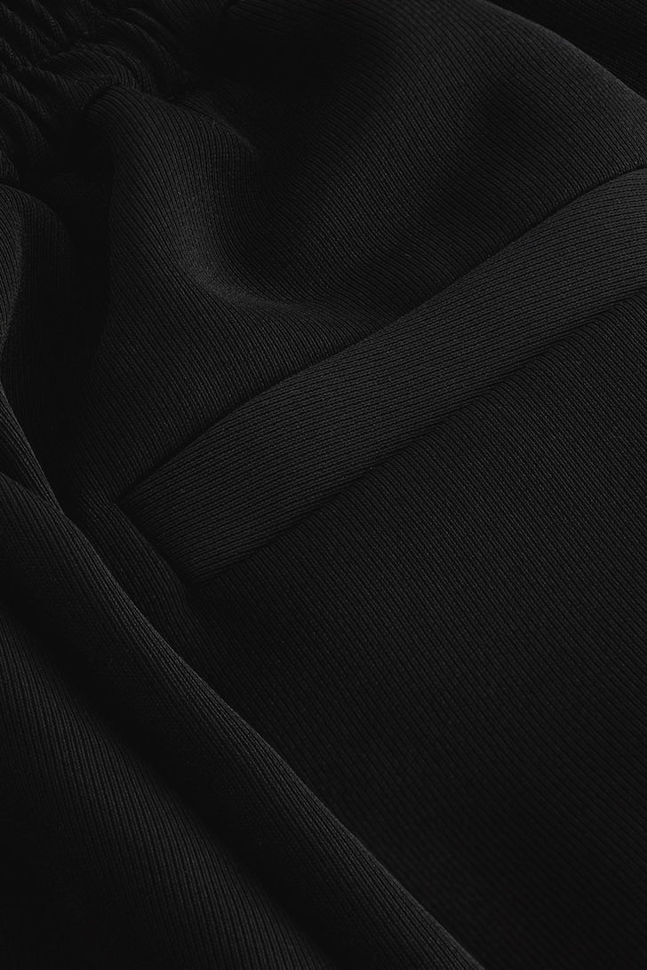 Elastic Back Wide Leg Trousers Black