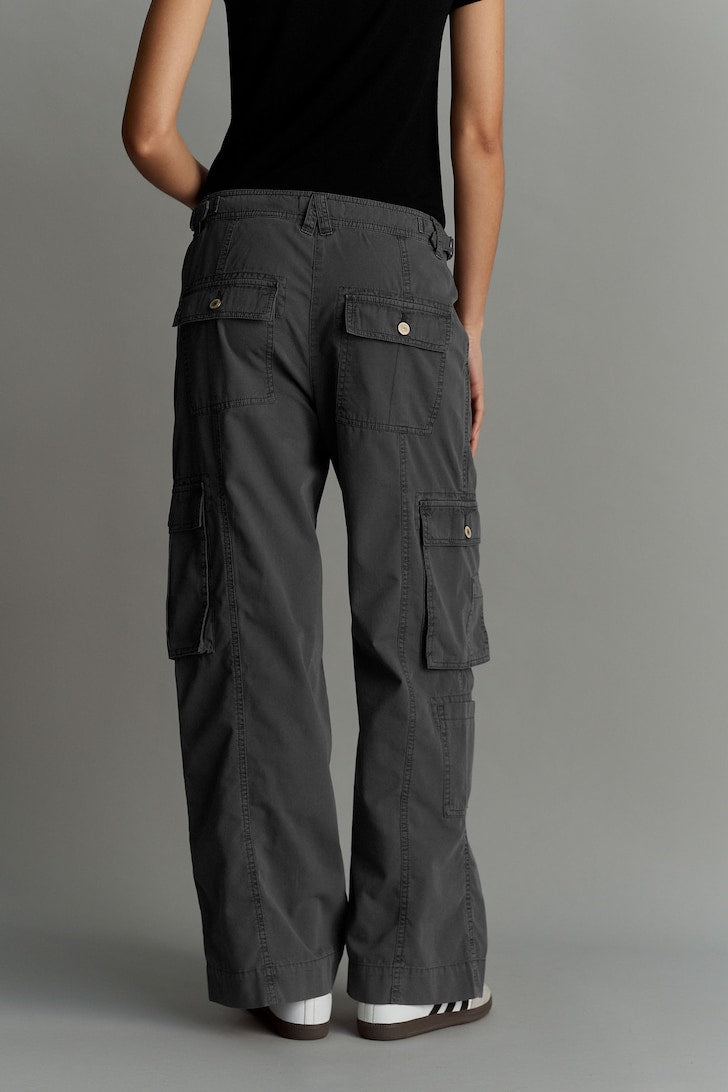Adjustable Waist Cargo Trousers Black
