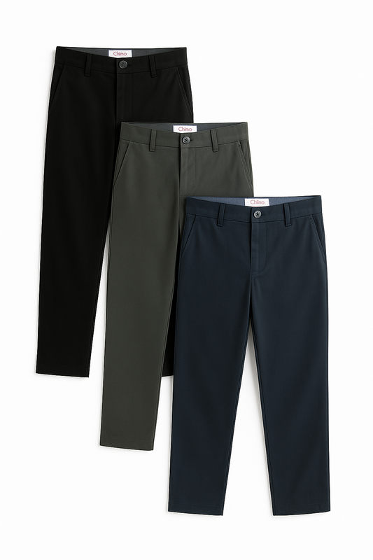 3 PACK Chino Trousers