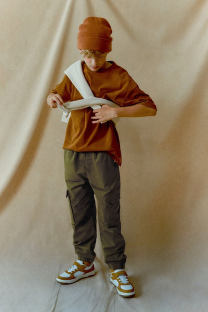 Boys Cargo Trousers Kakhi green