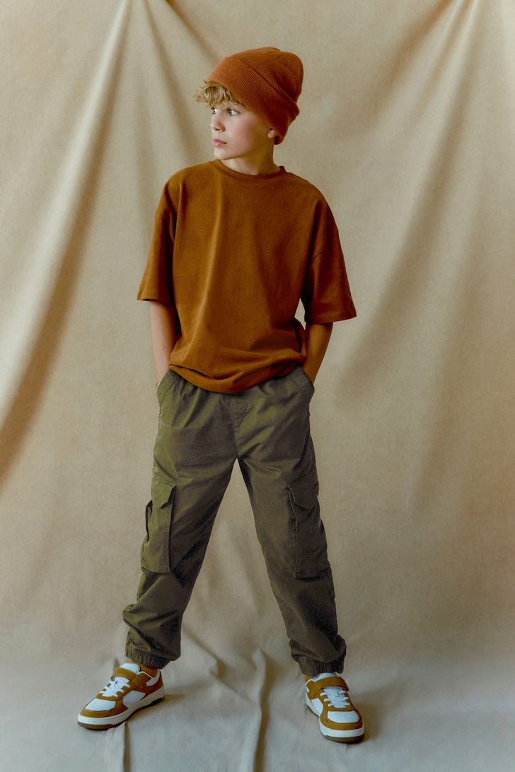 Boys Cargo Trousers Kakhi green