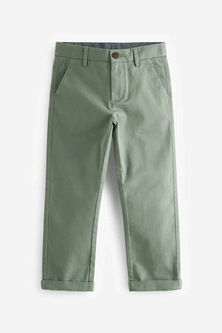 Boys Stretch Chino Trousers Mineral green