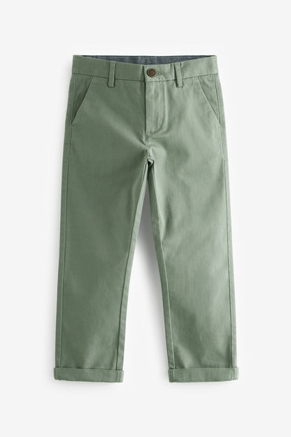 Boys Stretch Chino Trousers Mineral green