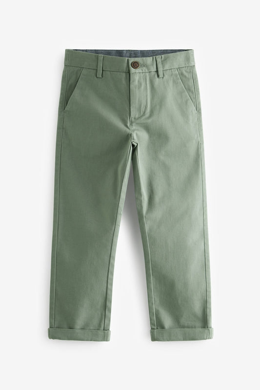 Boys Stretch Chino Trousers Mineral green
