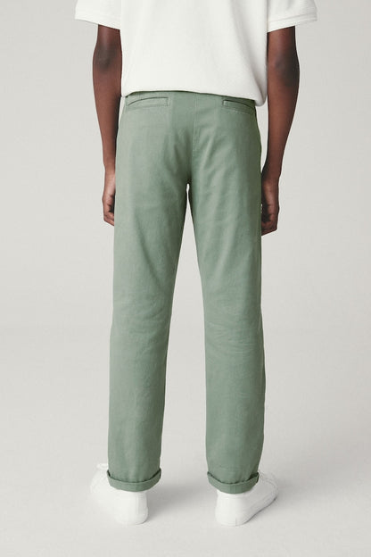 Boys Stretch Chino Trousers Mineral green