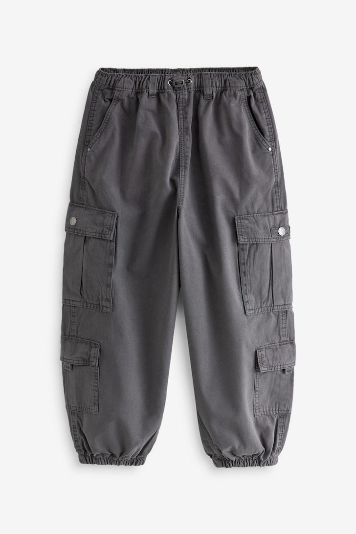 Girls Parachute Cargo Trousers Grey