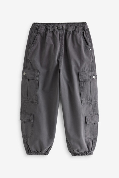 Girls Parachute Cargo Trousers Grey