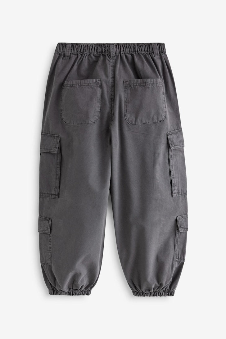 Girls Parachute Cargo Trousers Grey