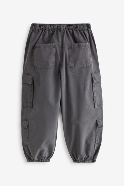 Girls Parachute Cargo Trousers Grey