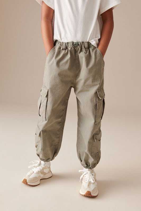 Girls Parachute Cargo Trousers Green