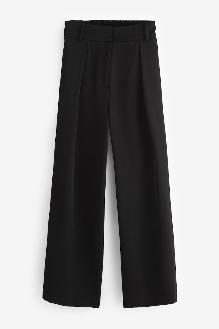 Elastic Back Wide Leg Trousers Black