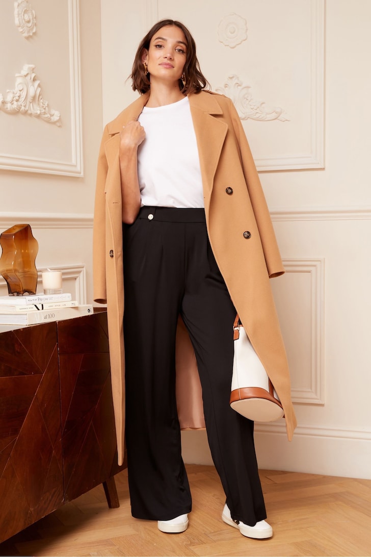 Wide Leg Tab Detail Trouser