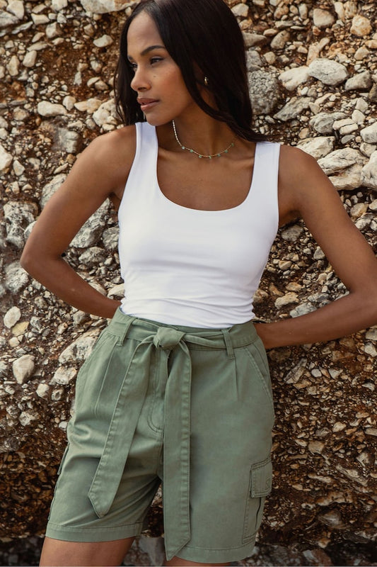 Belted Cargo Shorts Green