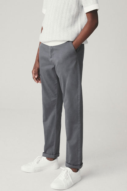 Boys Stretch Chino Trousers Charcoal grey