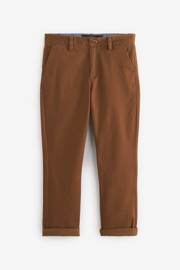 Boys Stretch Chino Trousers Ginger tan brown