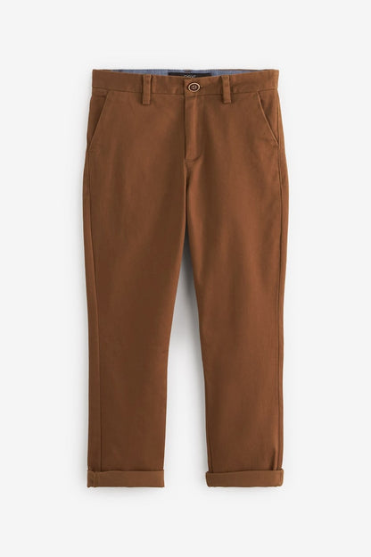 Boys Stretch Chino Trousers Ginger tan brown
