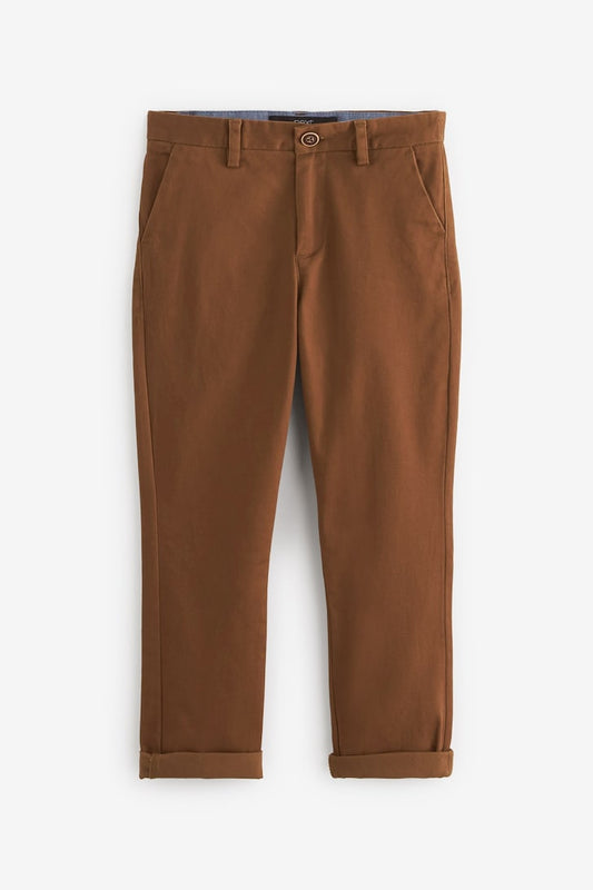 Boys Stretch Chino Trousers Ginger tan brown