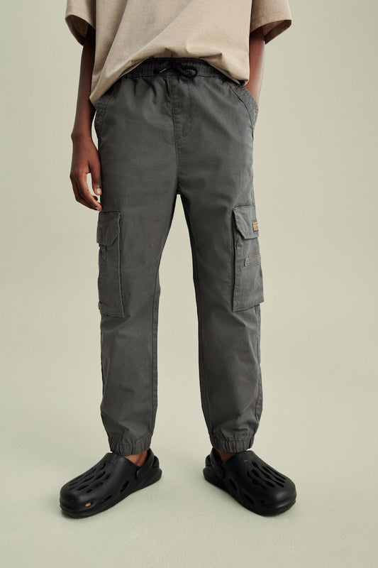 Boys Cargo Trousers Charcoal Grey