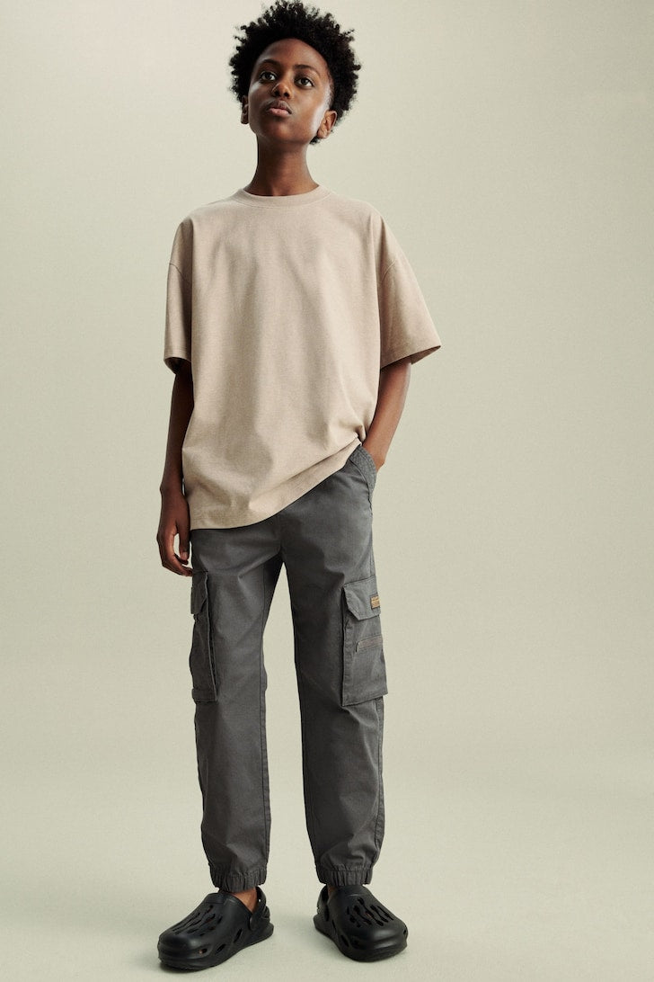 Boys Cargo Trousers Charcoal Grey